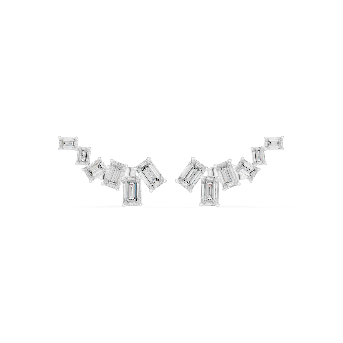 Elara Emerald Cut Cascade Studs