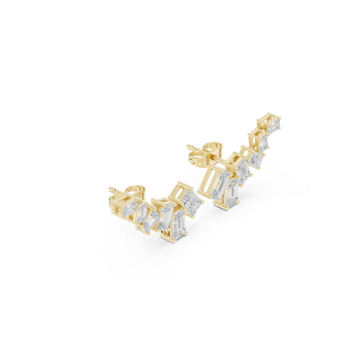 Elara Emerald Cut Cascade Studs