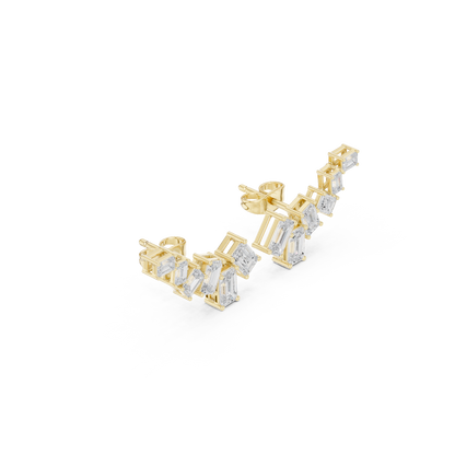 Elara Emerald Cut Cascade Studs