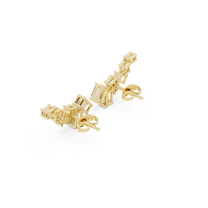 Elara Emerald Cut Cascade Studs