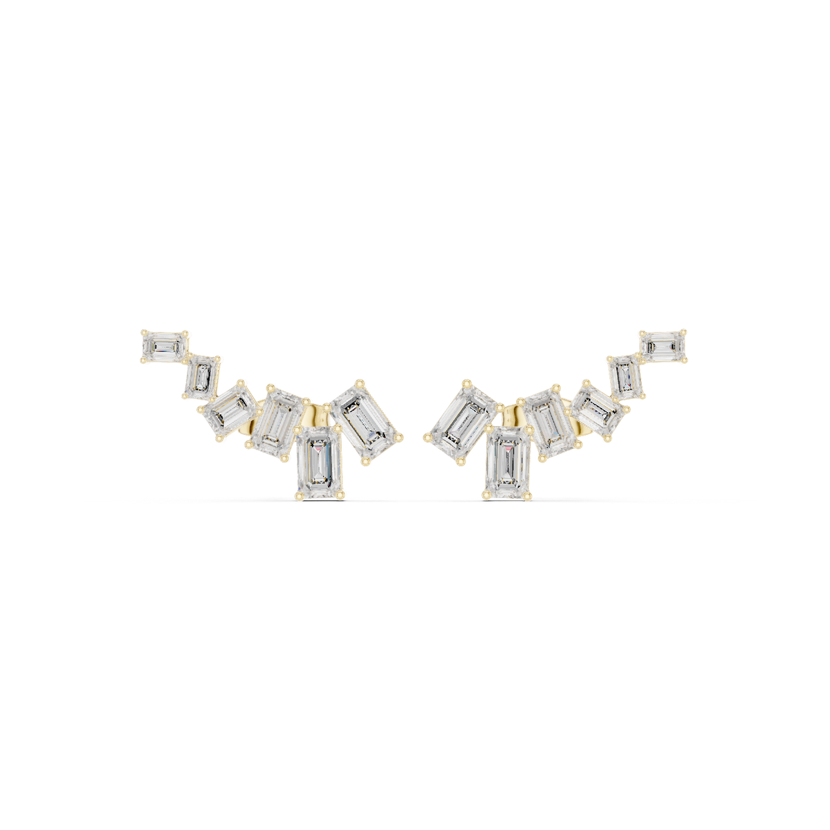 Elara Emerald Cut Cascade Studs