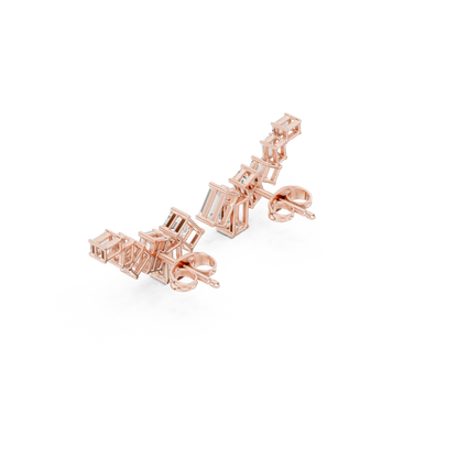 Elara Emerald Cut Cascade Studs