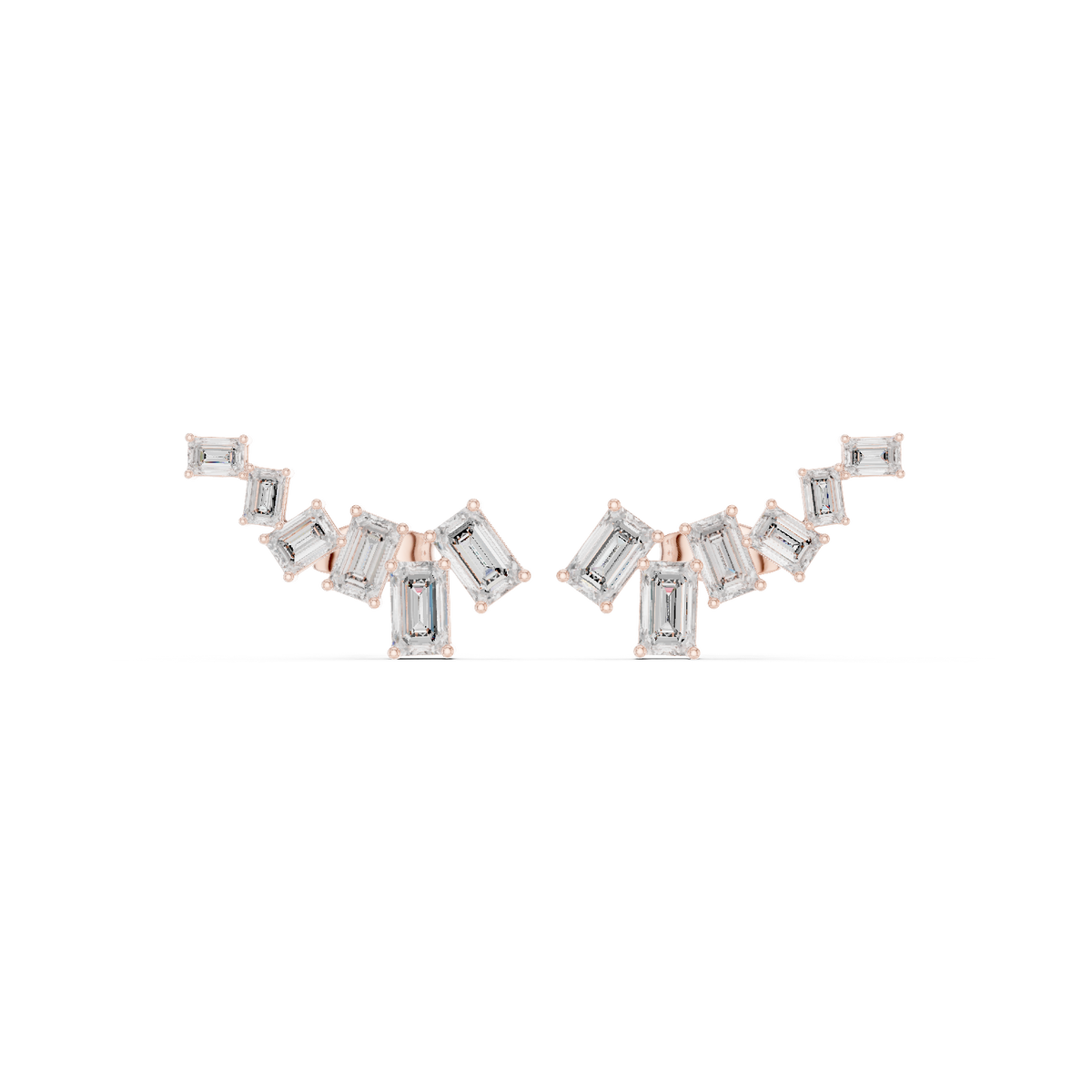 Elara Emerald Cut Cascade Studs