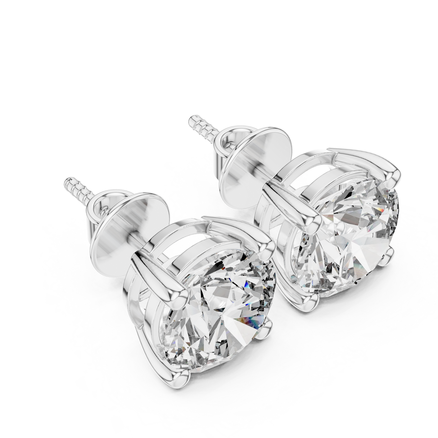 2.00cts Brilliant Round Diamond Solitaire Stud Earrings