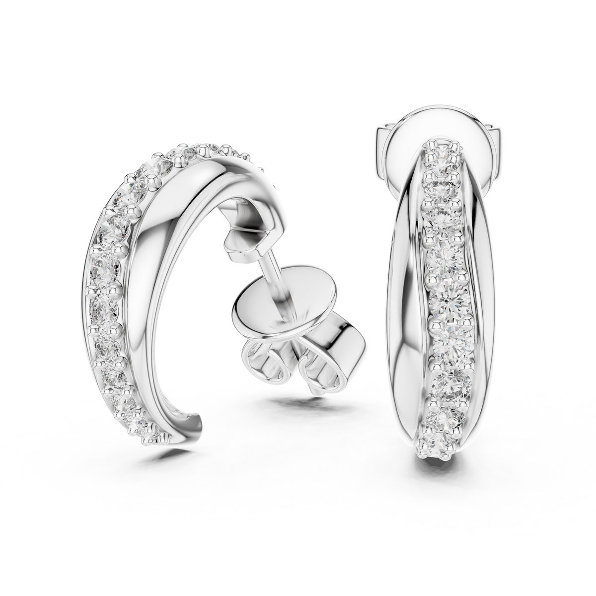 Aurelia Pavé Crescent Hoop Studs