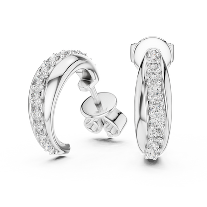 Aurelia Pavé Crescent Hoop Studs