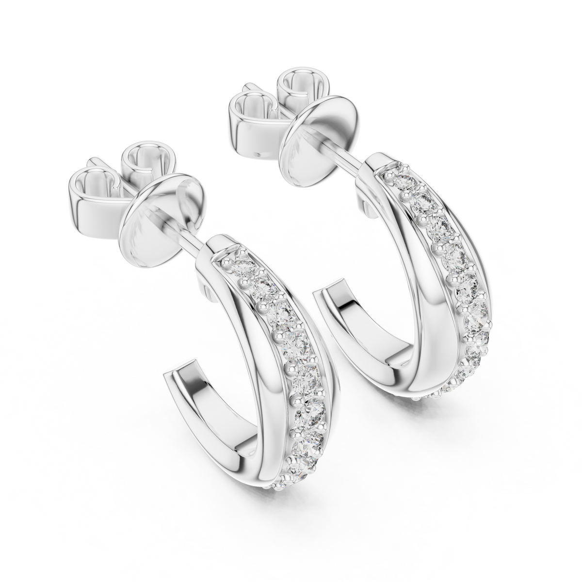 Aurelia Pavé Crescent Hoop Studs