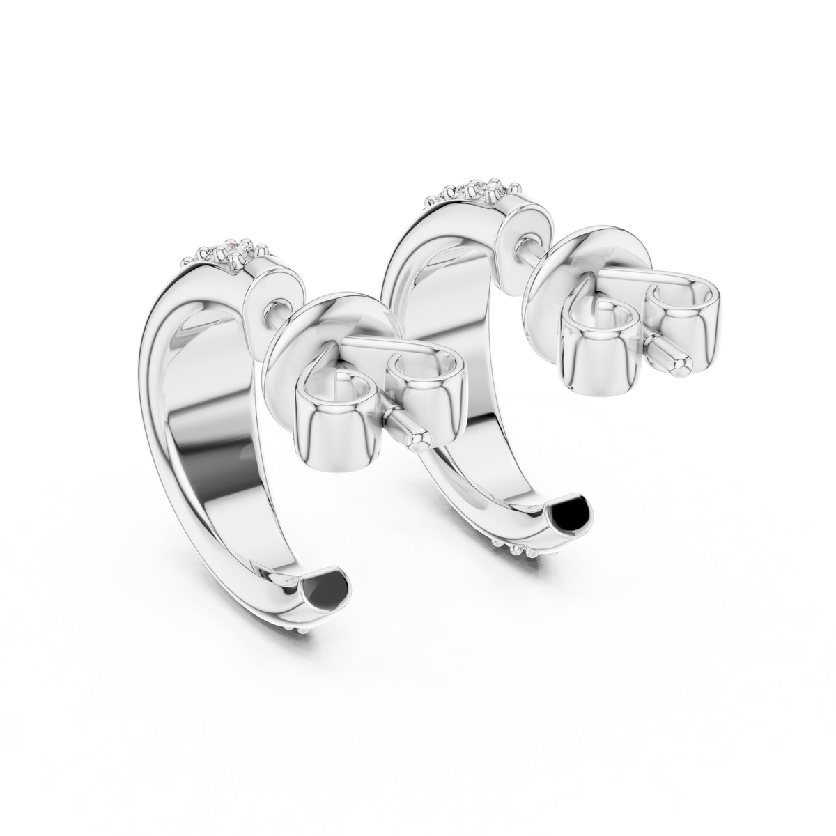 Aurelia Pavé Crescent Hoop Studs