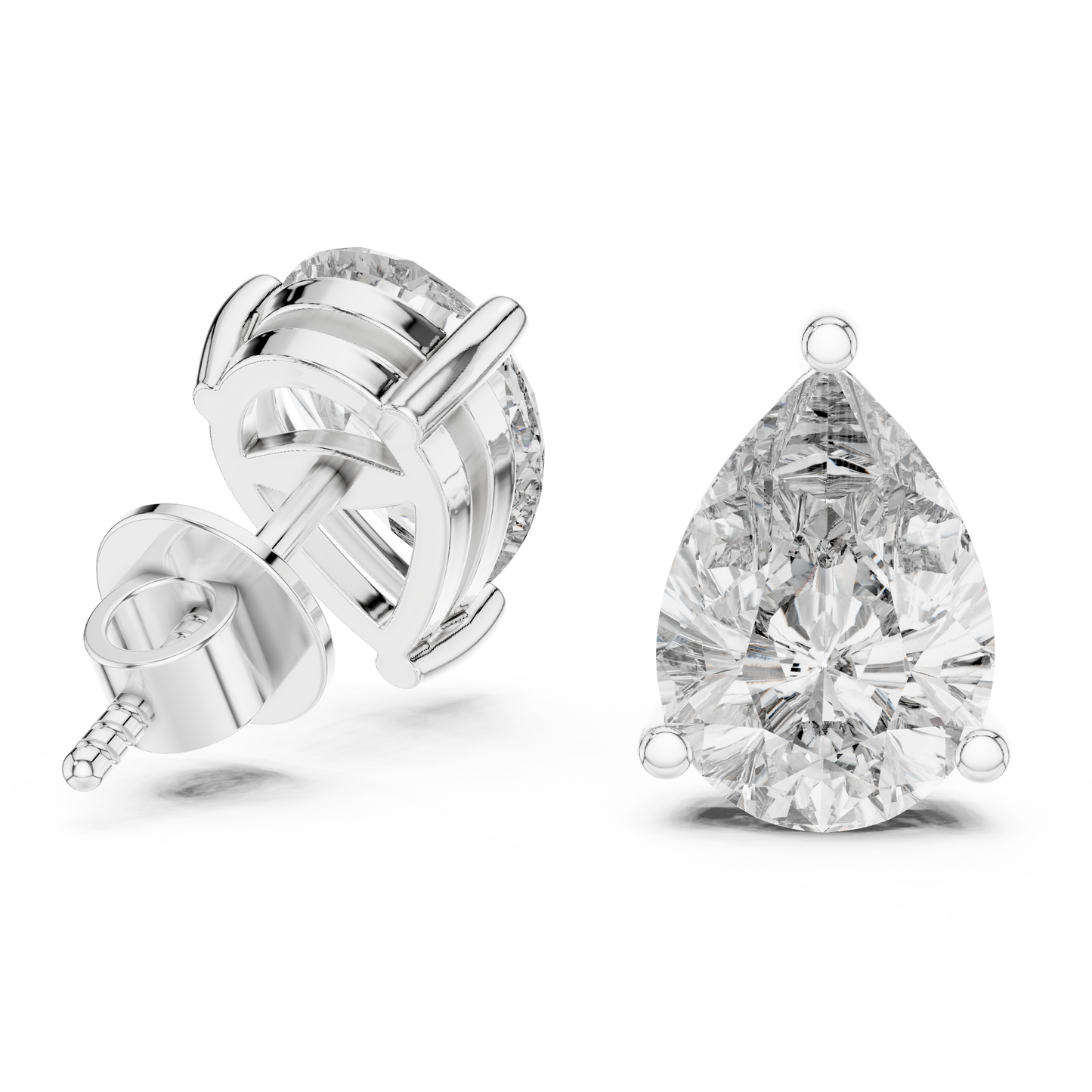 Luminous Drop Pear Cut Moissanite Stud Earrings in 925 Sterling Silver