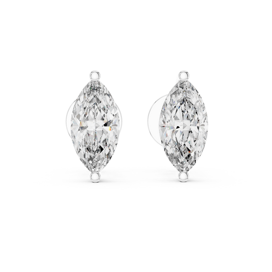 Royal Grace Marquise Cut Moissanite Stud Earrings in 925 Sterling Silver