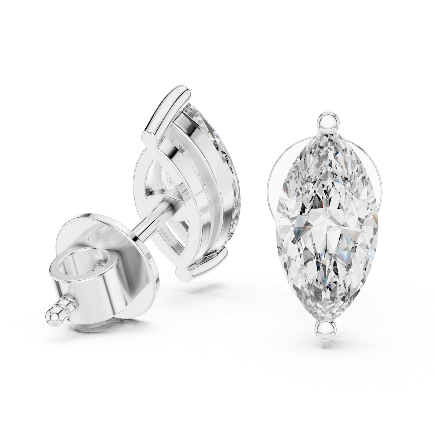 Royal Grace Marquise Cut Moissanite Stud Earrings in 925 Sterling Silver