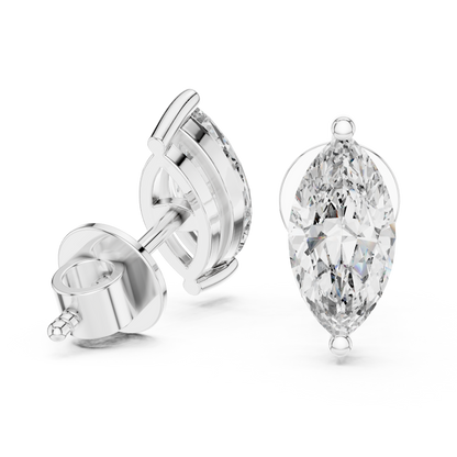 Royal Grace Marquise Cut Moissanite Stud Earrings in 925 Sterling Silver