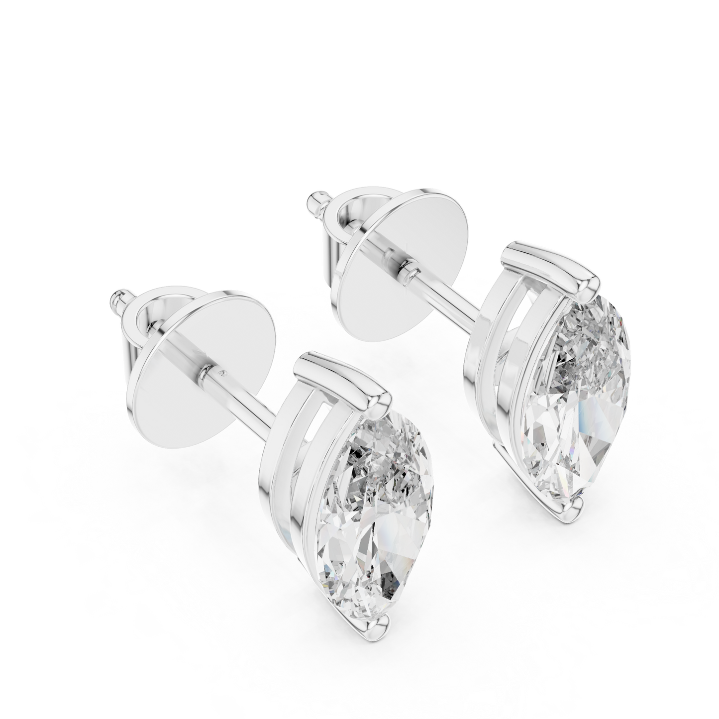 Royal Grace Marquise Cut Moissanite Stud Earrings in 925 Sterling Silver