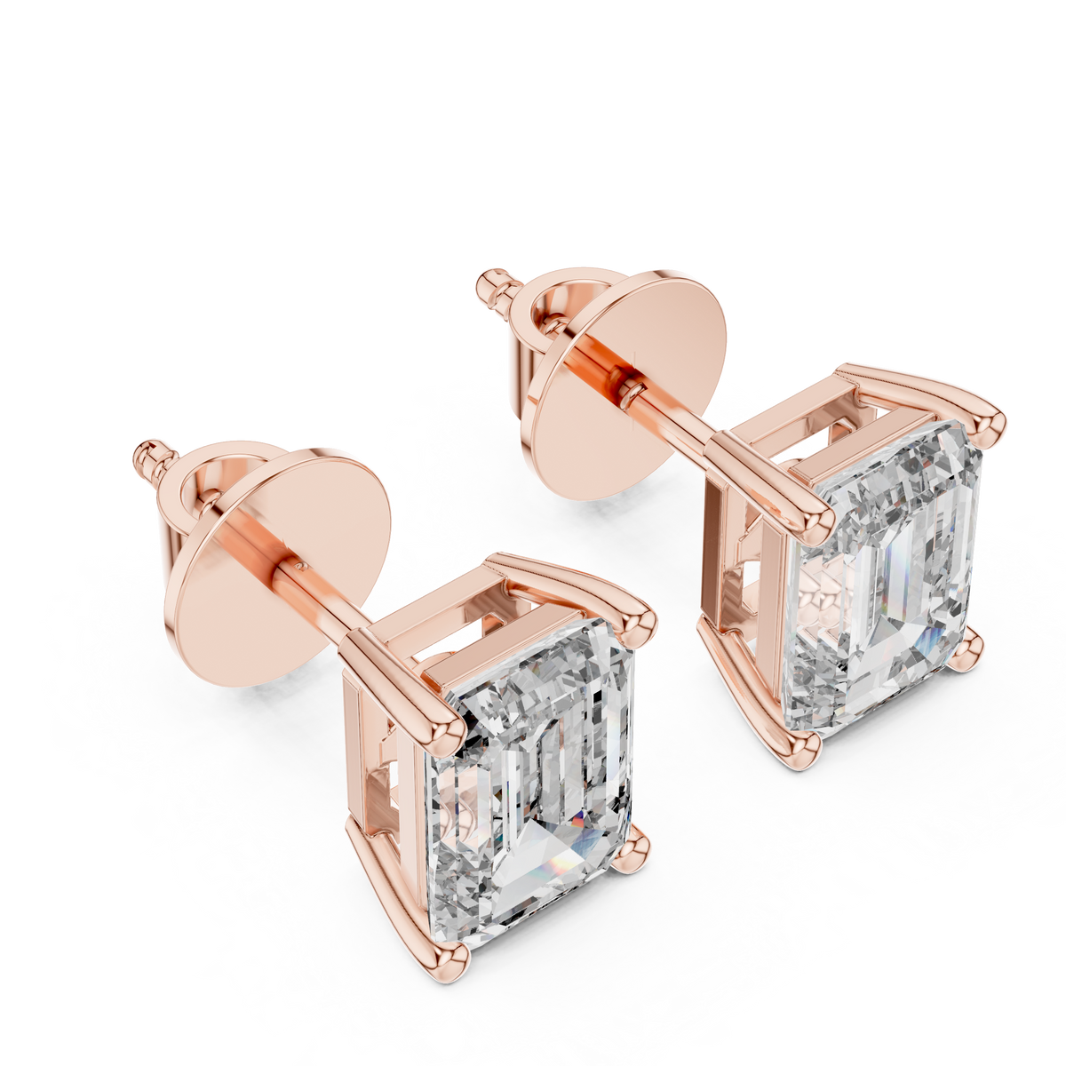 Celestia Emerald Cut Solitaire Studs