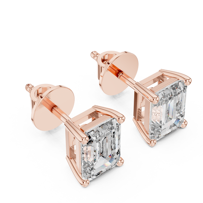 Celestia Emerald Cut Solitaire Studs