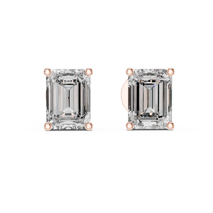 Celestia Emerald Cut Solitaire Studs