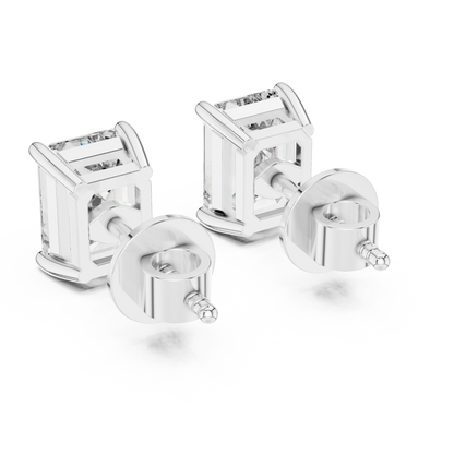 Imperial Clarity Emerald Cut Moissanite Stud Earrings in 925 Sterling Silver