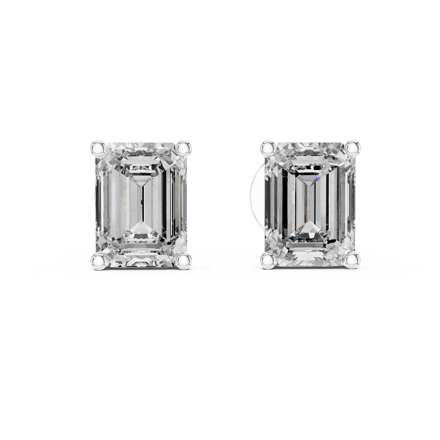 Imperial Clarity Emerald Cut Moissanite Stud Earrings in 925 Sterling Silver