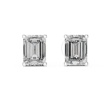 Imperial Clarity Emerald Cut Moissanite Stud Earrings in 925 Sterling Silver