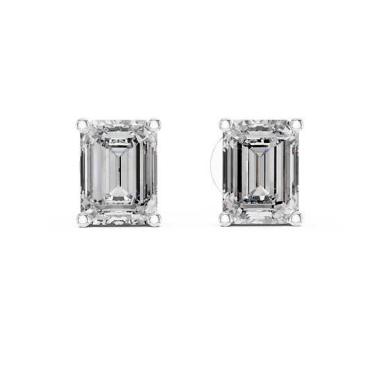 Imperial Clarity Emerald Cut Moissanite Stud Earrings in 925 Sterling Silver