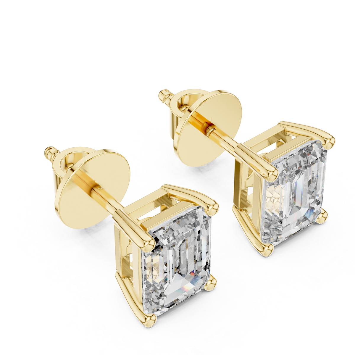 Celestia Emerald Cut Solitaire Studs