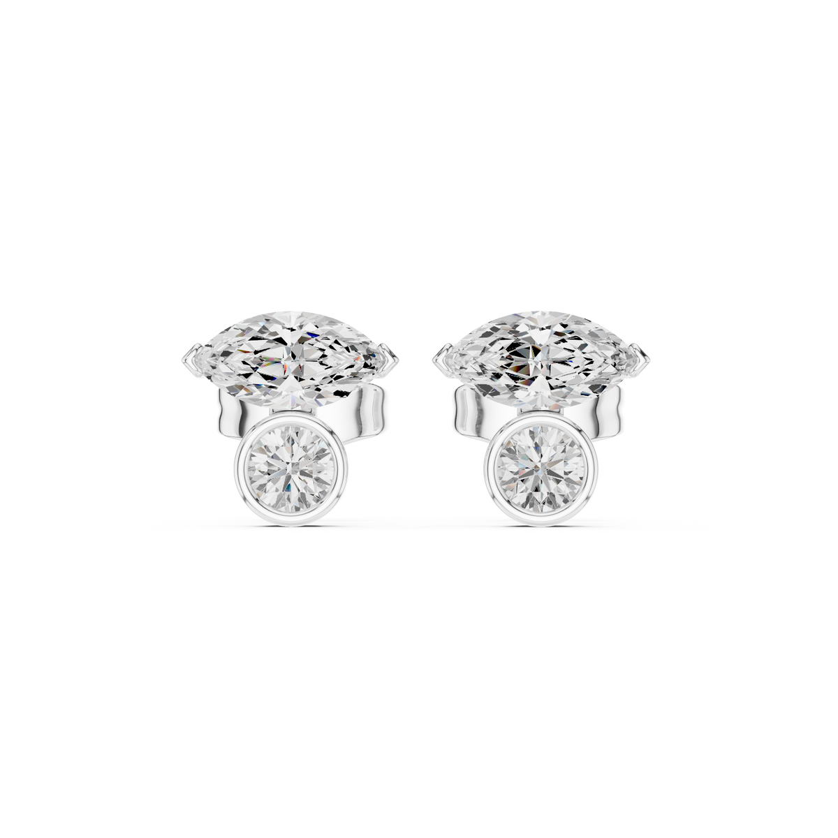 Twin Brilliance Moissanite Stud Earrings in 925 Sterling Silver
