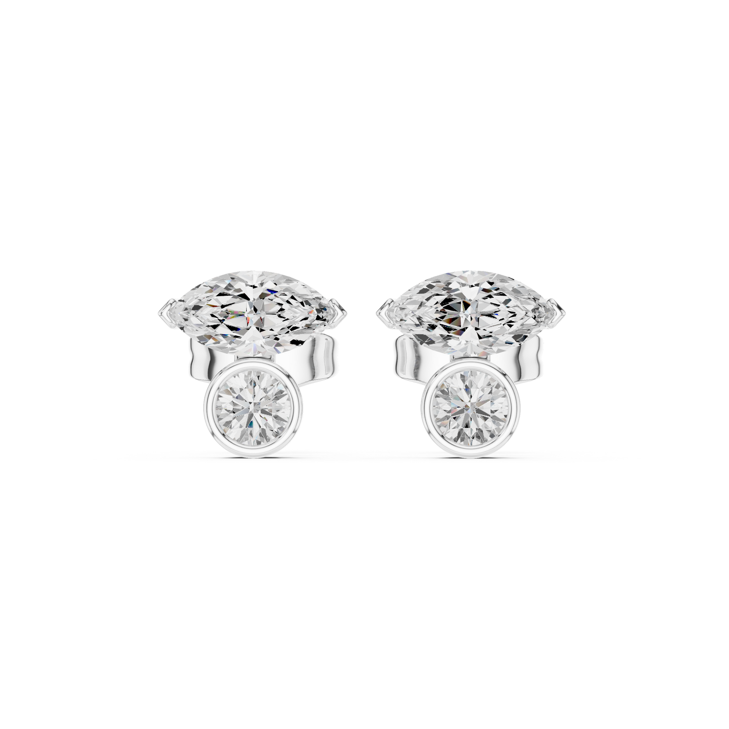 Twin Brilliance Moissanite Stud Earrings in 925 Sterling Silver