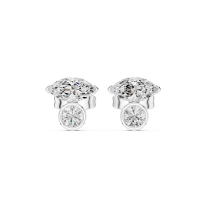 Twin Brilliance Moissanite Stud Earrings in 925 Sterling Silver