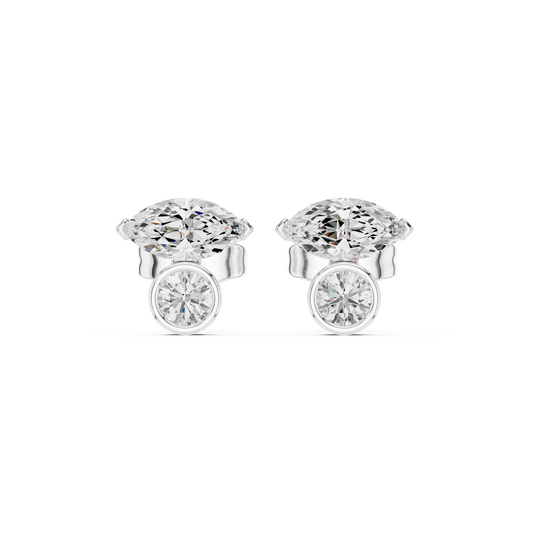 Twin Brilliance Moissanite Stud Earrings in 925 Sterling Silver