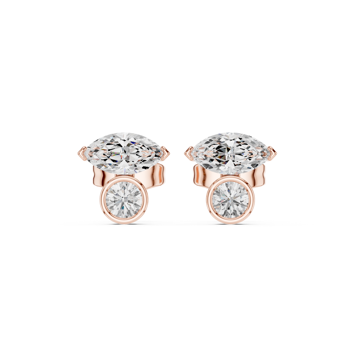 Zavielle Marquise Round Diamond Studs