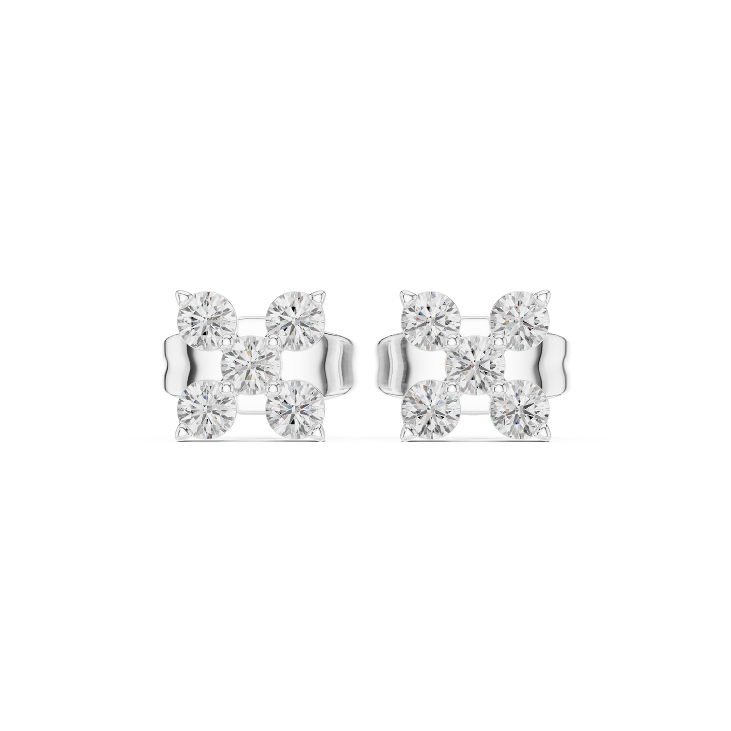 Stellar Bloom Moissanite Stud Earrings in 925 Sterling Silver
