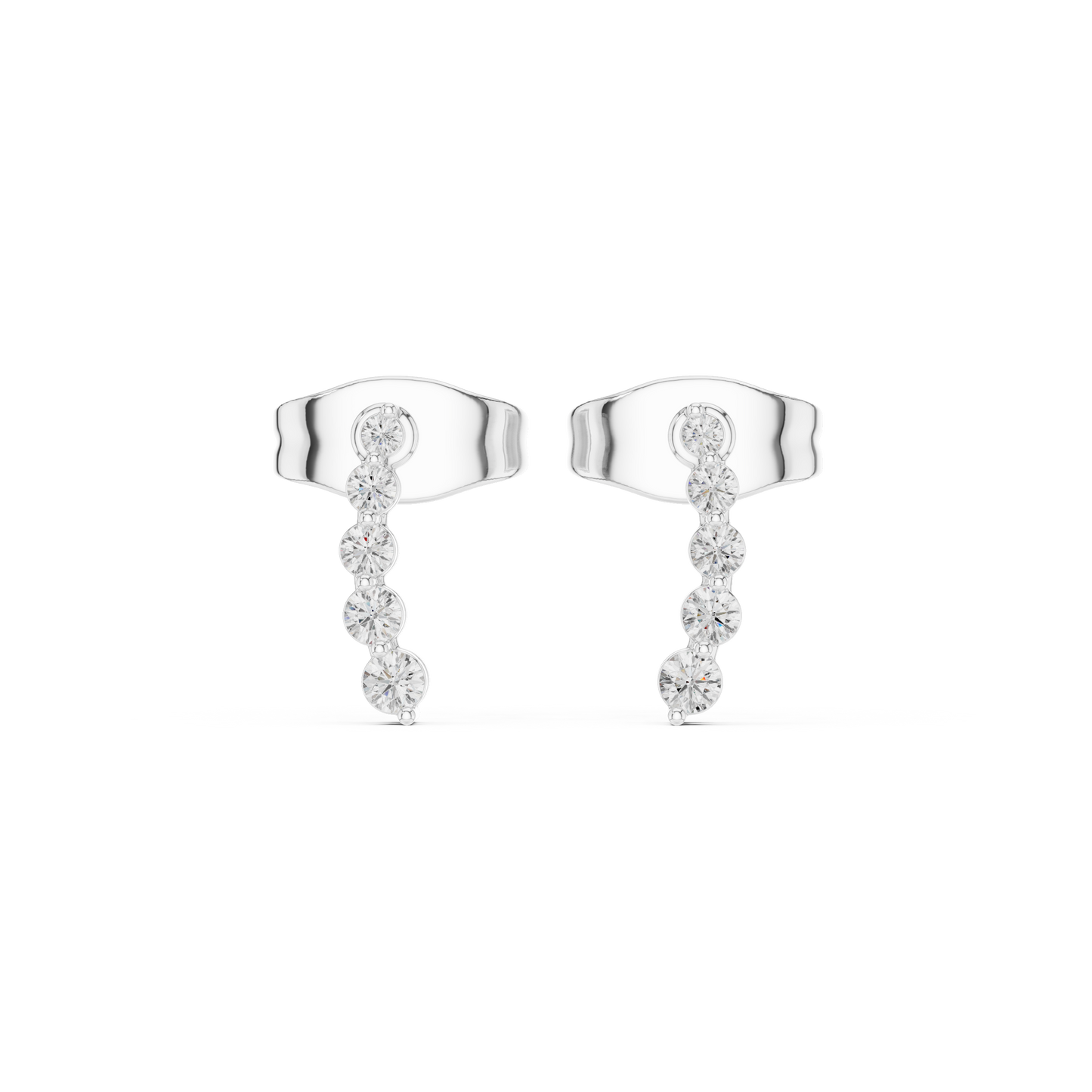 Cascade Spark Moissanite Drop Stud Earrings in 925 Sterling Silver