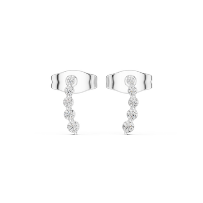 Cascade Spark Moissanite Drop Stud Earrings in 925 Sterling Silver