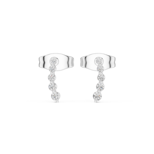 Cascade Spark Moissanite Drop Stud Earrings in 925 Sterling Silver
