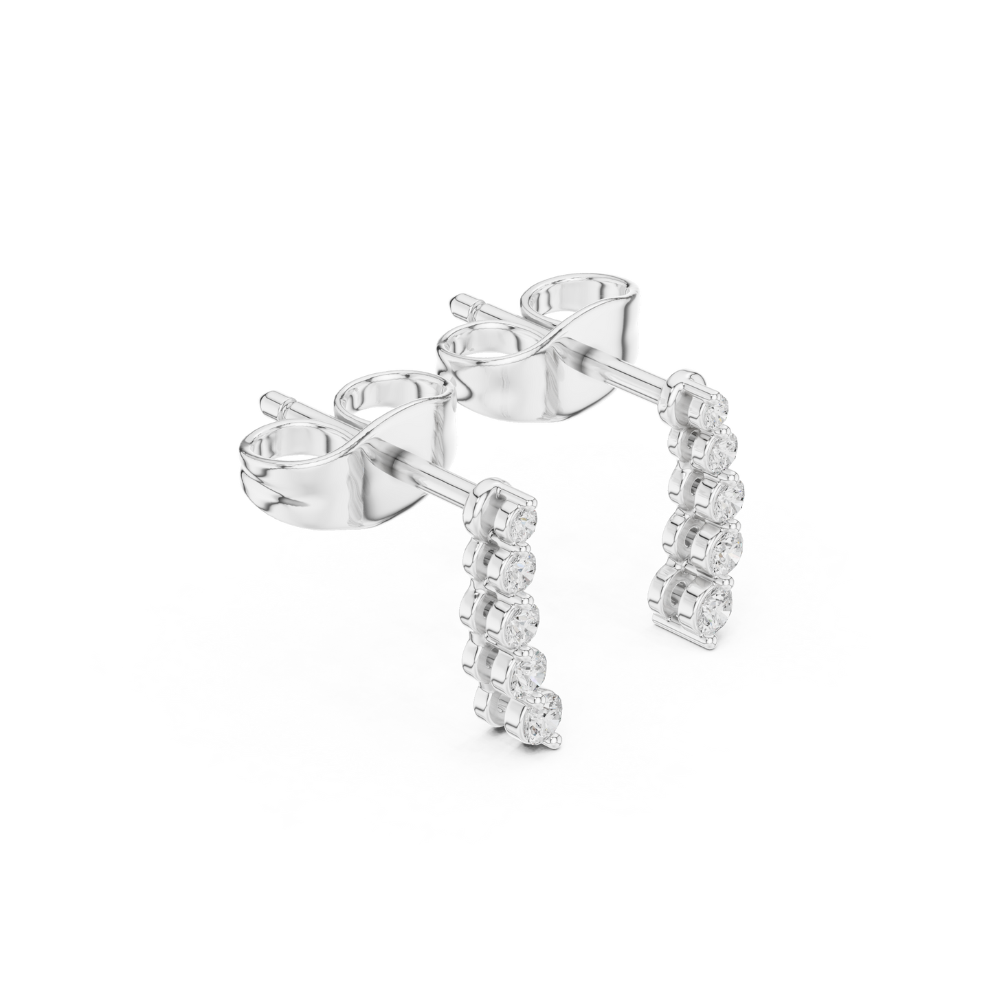 Cascade Spark Moissanite Drop Stud Earrings in 925 Sterling Silver