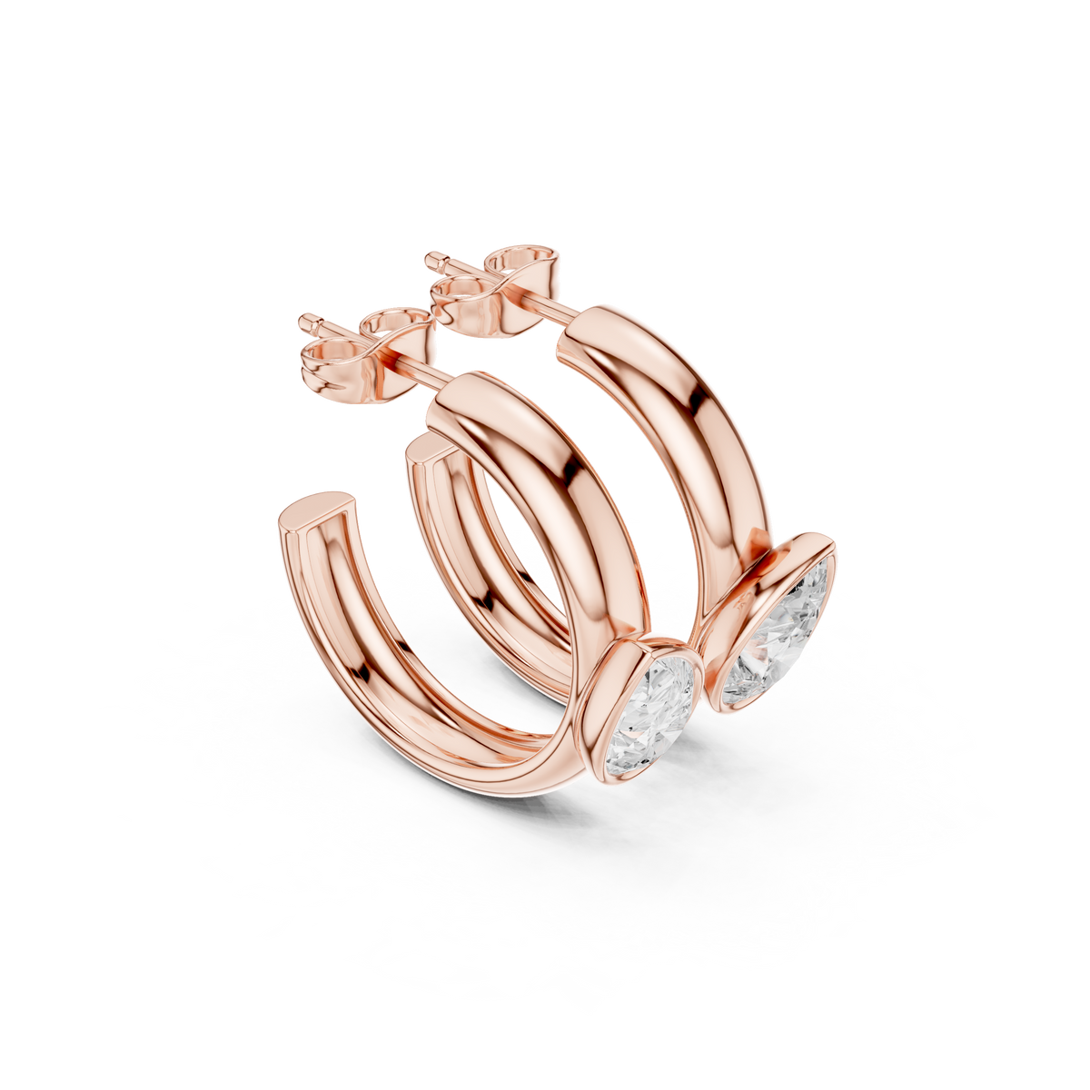 Virelia Pear Diamond Hoop Earrings
