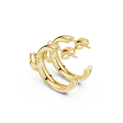 Virelia Pear Diamond Hoop Earrings