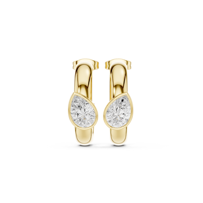 Virelia Pear Diamond Hoop Earrings