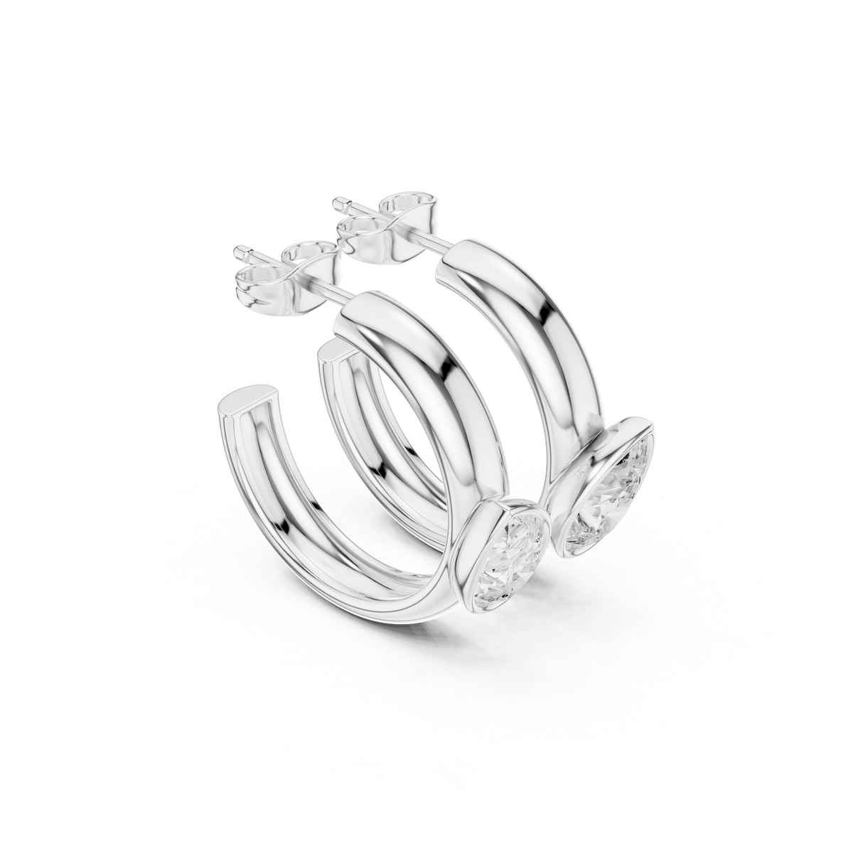 Virelia Pear Diamond Hoop Earrings