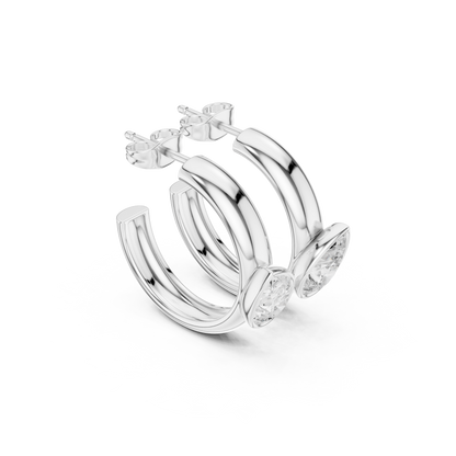 Virelia Pear Diamond Hoop Earrings