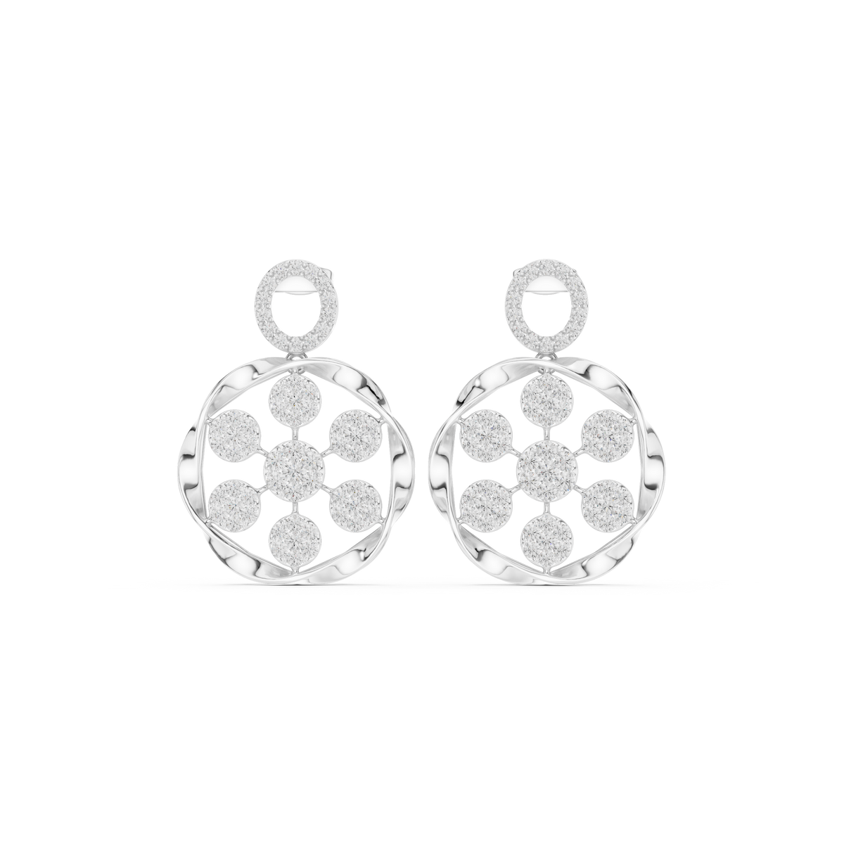 Seralune Round Diamond Floral Drops