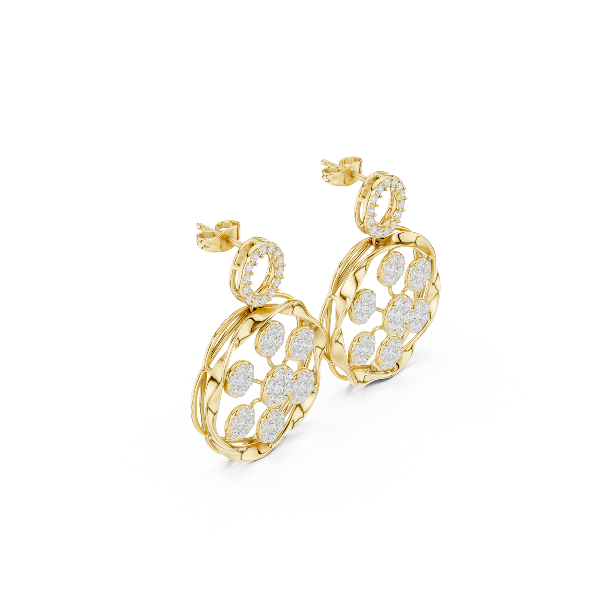 Seralune Round Diamond Floral Drops