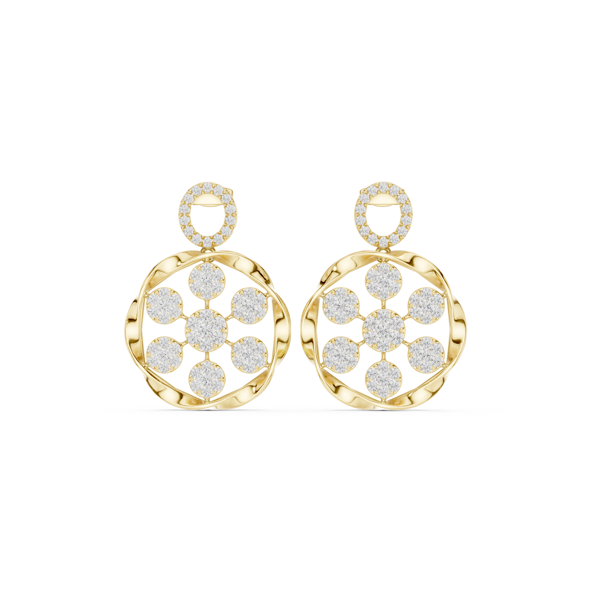 Seralune Round Diamond Floral Drops