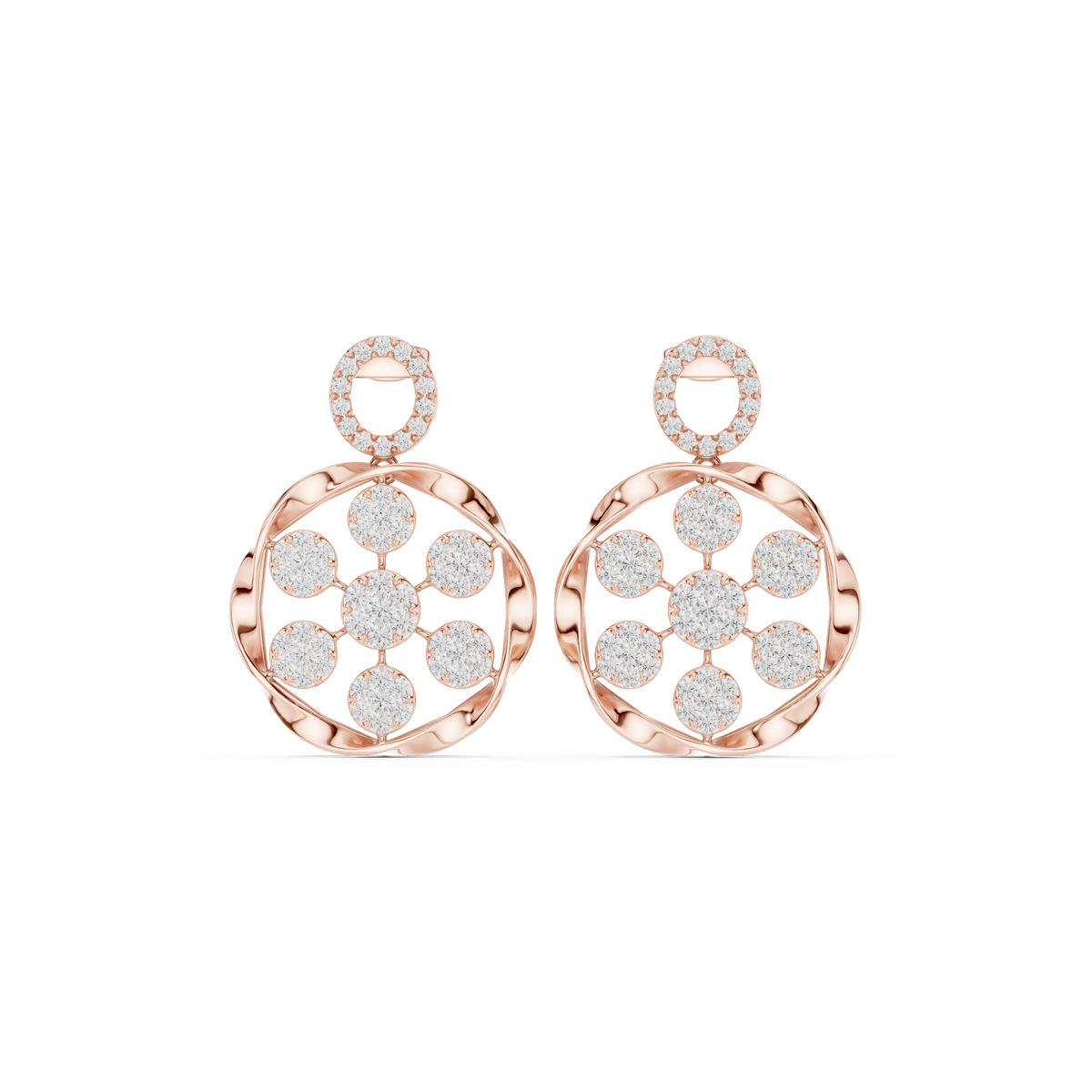 Seralune Round Diamond Floral Drops