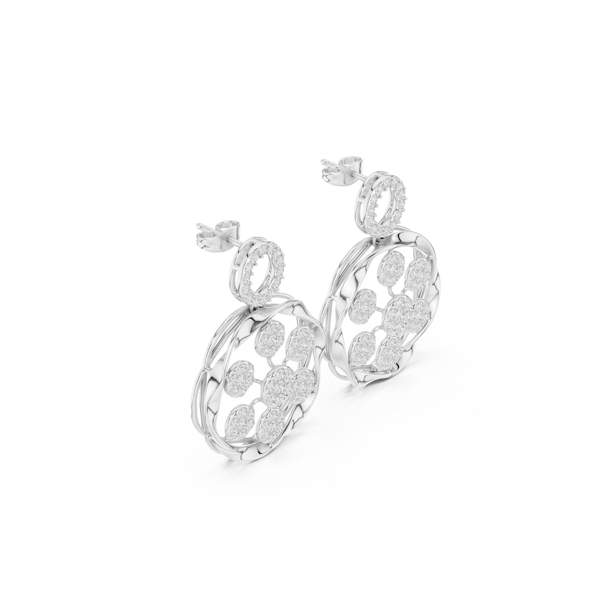 Seralune Round Diamond Floral Drops