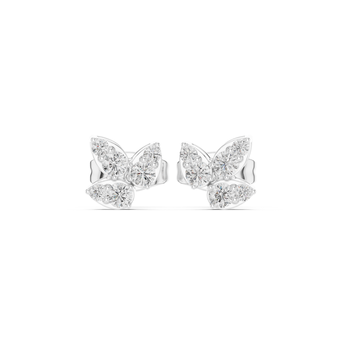 Flutter Bloom Moissanite Butterfly Stud Earrings in 925 Sterling Silver