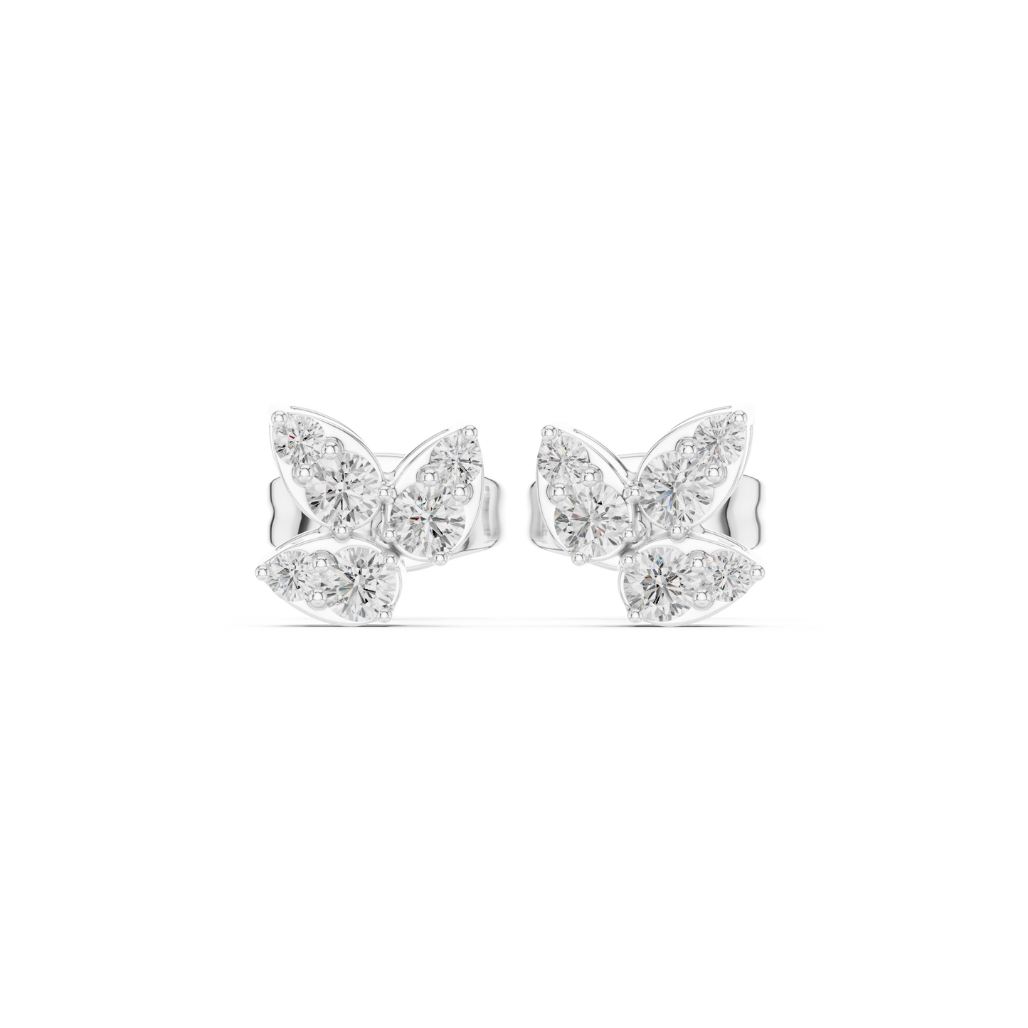 Flutter Bloom Moissanite Butterfly Stud Earrings in 925 Sterling Silver