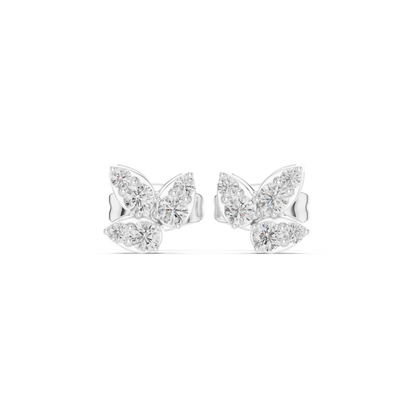 Flutter Bloom Moissanite Butterfly Stud Earrings in 925 Sterling Silver