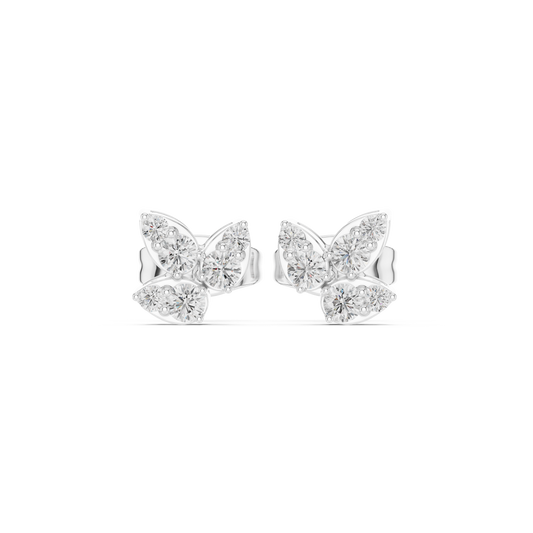 Flutter Bloom Moissanite Butterfly Stud Earrings in 925 Sterling Silver