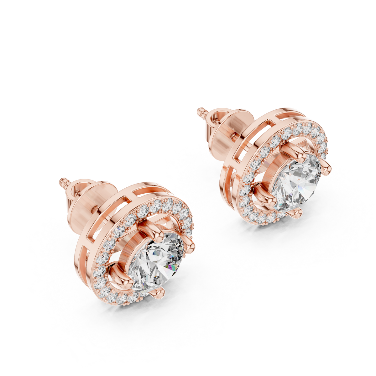 Aurelia Imperial Halo Solitaire Studs